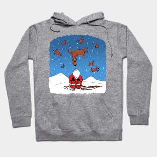 Santa Wrangling Flying Reindeer Hoodie